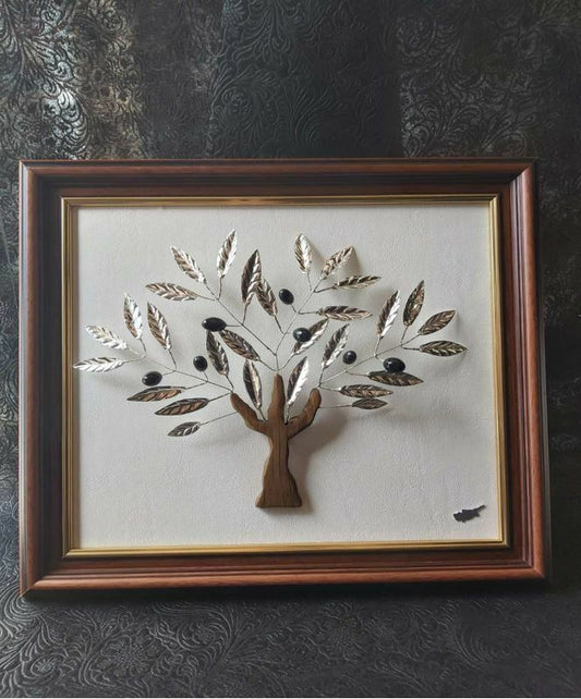 Olive tree with gold-plated frame (Silver 830)