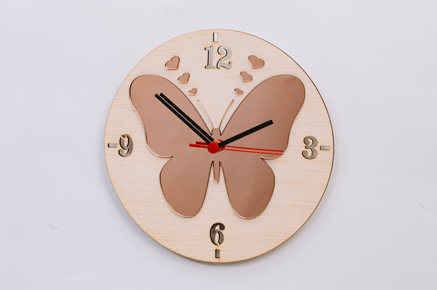 "Butterfly with hearts" wall clock