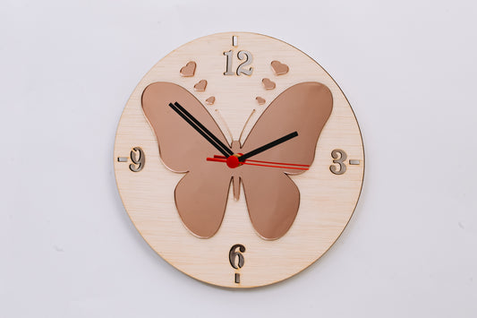"Butterfly with hearts" wall clock