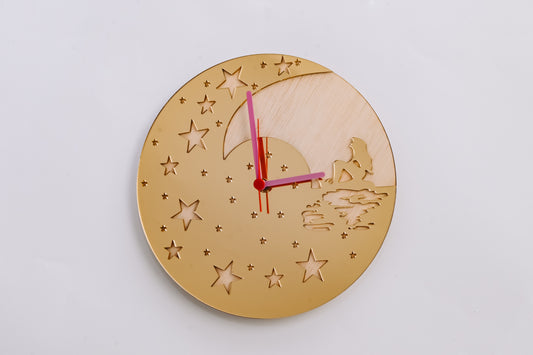 "Mermaid on the moon" wall clock